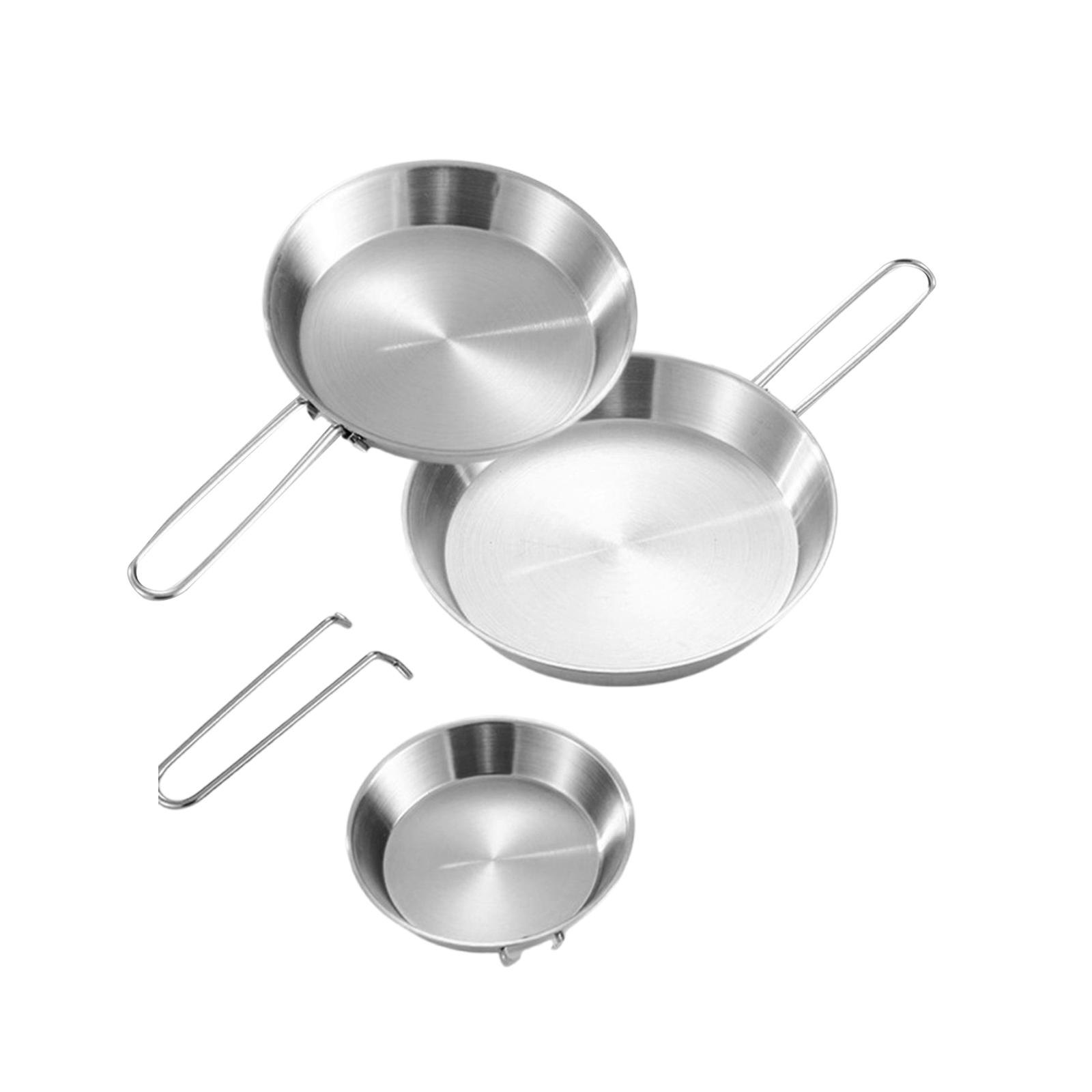 

3 шт. Походные сковороды Удобная складная ручка Сковороды из нержавеющей стали Сковороды с антипригарным покрытием для приготовления пищи Простые в использовании