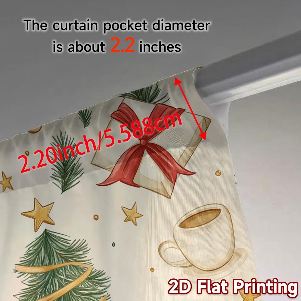 2pcs,Curtains Christmas Tree Mug Snowflakes Gifts Chic Curtain Chic Durable Polyester Curtains Holiday Perfect for Translucent
