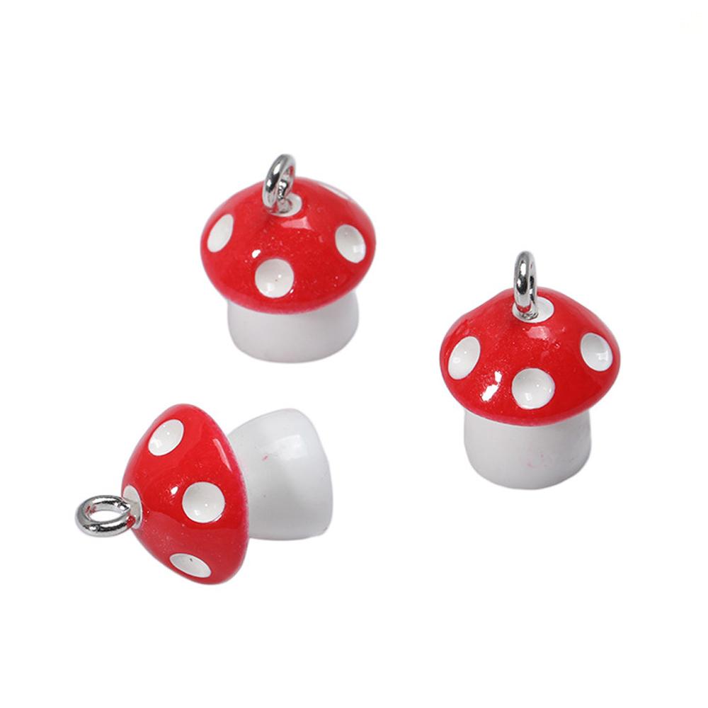 10Pcs Colorful Cute Enamel Red Mushroom Alloy Pendant for Women's Earrings Bracelet Jewelry Made of Charm DIY Necklace Ornaments