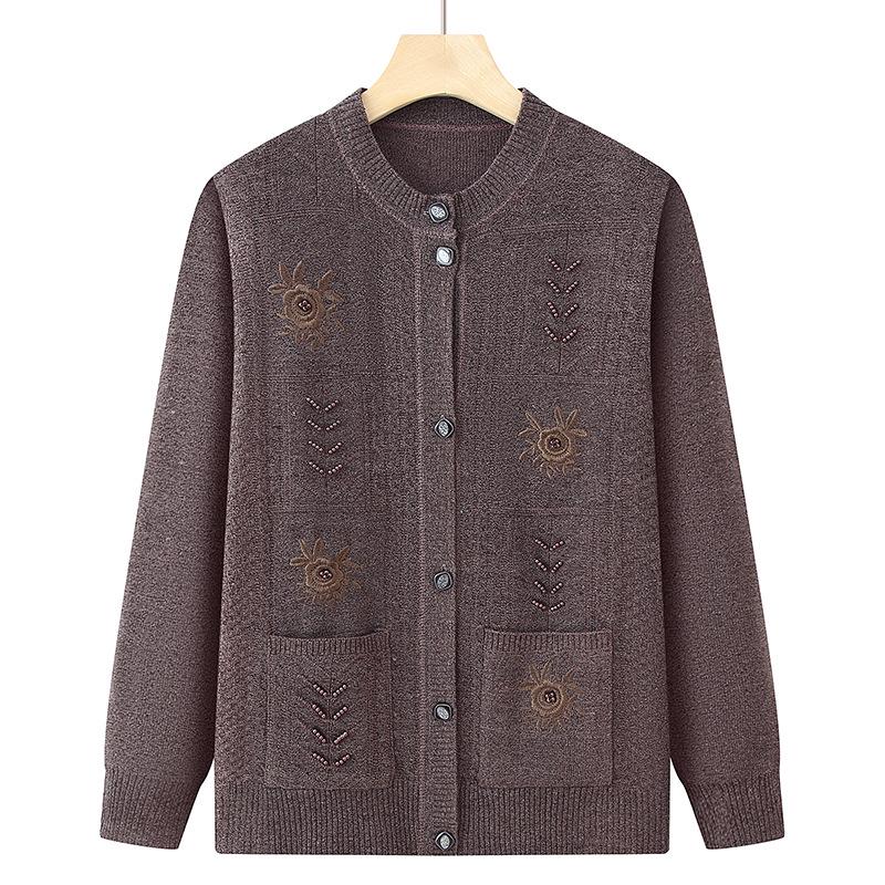 Women's Spring & Autumn Knit Cardigan for Middle-Aged & Elderly