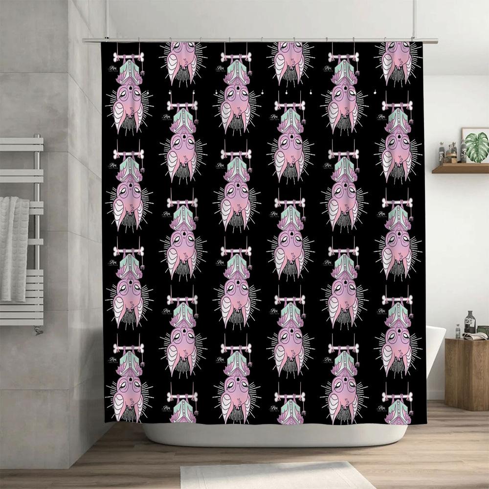 Unique Gothic Horror Shower Curtain Spooky Skull Halloween Decor Bathroom Set Creepy Psycho Killer Art Dark Aesthetic Room Divid