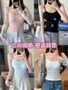 #Summer outer wear low neck with chest pad small suspender vest female hottie black pure desire sexy short top