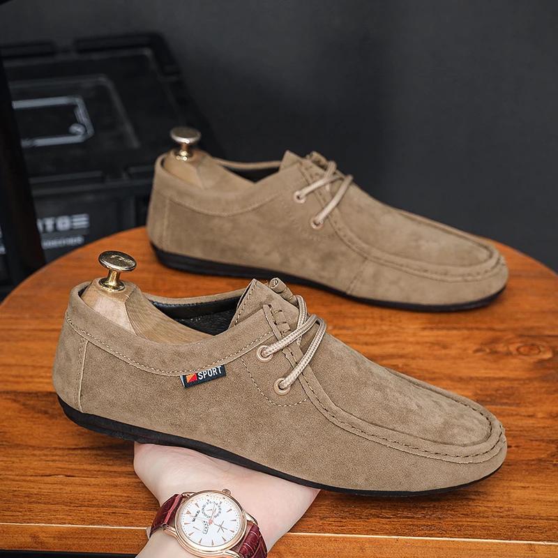 Men's Loafers, Lace Up Suede Work Shoes,  New Formal Shoes, Outdoor Casual Walking Foot Covers Suitable for Lazy People