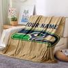 Custom Name,Seattle Seahawks Printed Flannel Blanket, Soft Throw for Bedroom Sofa, Washable, Christmas Present, Great Gift.