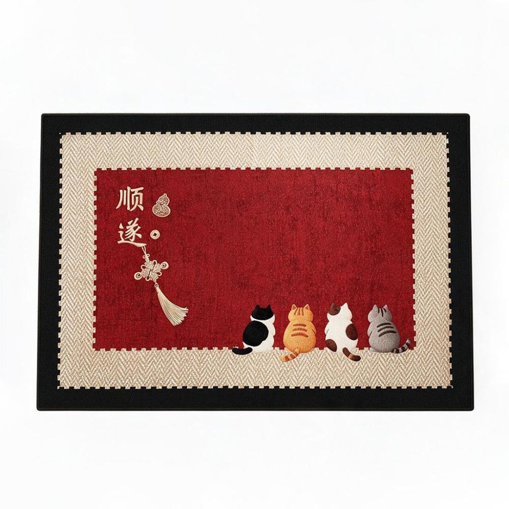 Stain-resistant Spring Festival Door Mat Anti Slip Welcome Mat New Year Floor Mat Hallway