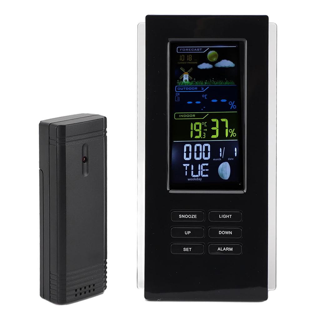 Wireless Weather Forecast Station Indoor Outdoor Thermometer Hygrometer Color Display Digital Temperature Humidity Monitor Alarm Clock Backlight