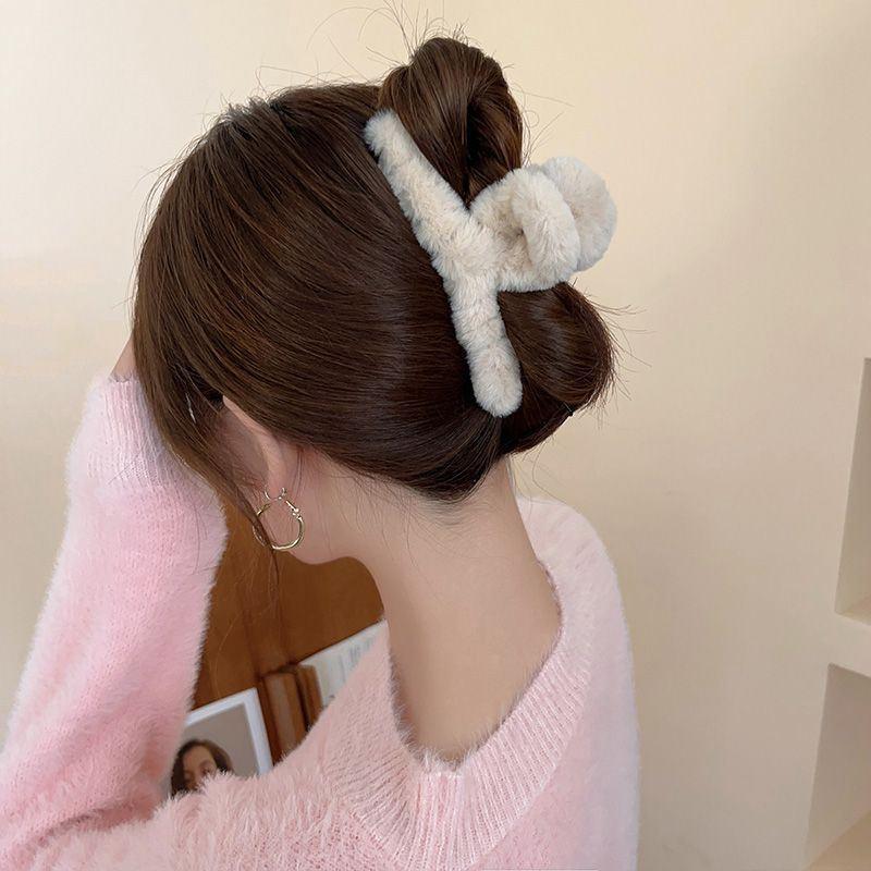 14cm Elegant Plush Hair Clip Claw Korean Extra Large Imitation Rabbit Plush Grab Cawl Clips Girl Hair Accessories