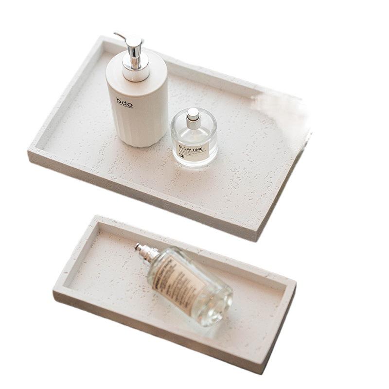 Travertine Wabi-Sabi Tray: Aromatherapy Storage, Luxury Bathroom Ornament, Living Room Decoration.