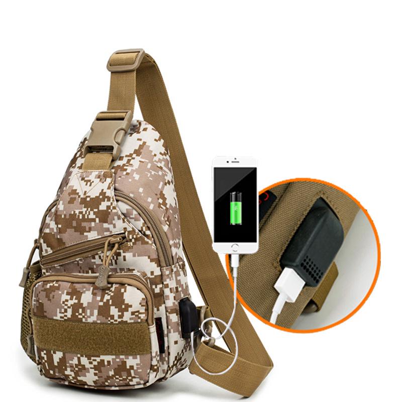 New Tactical Shoulder Bag with USB, Water Bottle Holder, and iPad Slot for Outdoor Use