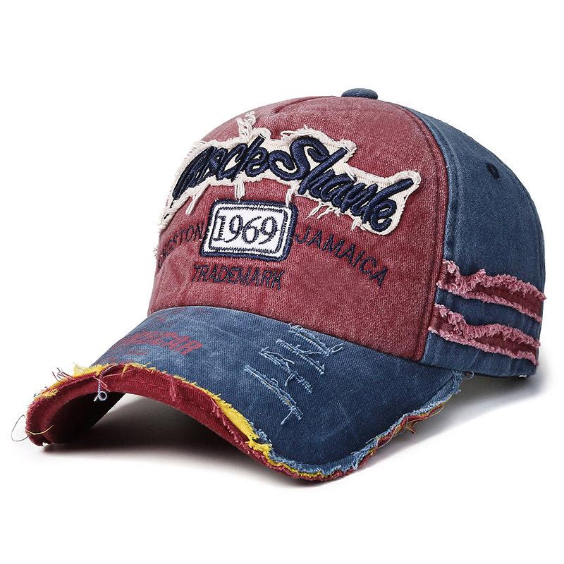 Retro hard peaked hat, big headband, big brim, hip-hop street photography, trendy sun hat, men's and women's embroidered letters, big brim