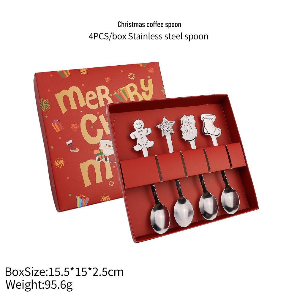Stainless Steel Christmas Cartoon Coffee & Dessert Stirring Spoon: Snowman & Star Design