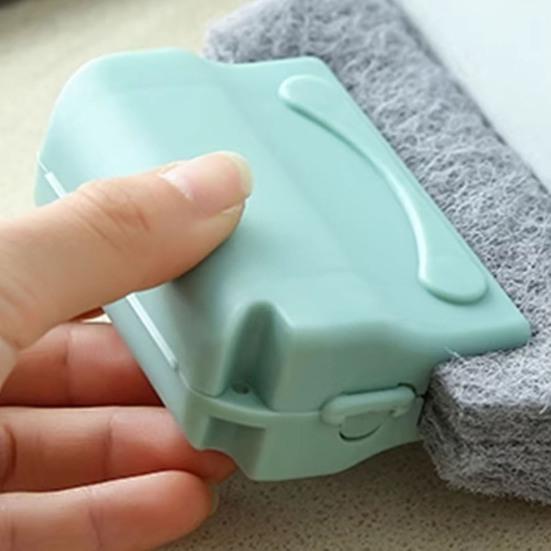 Window Track Cleaning Brush Set Hand-held Window Groove Cleaner Brushes Dual-Sided Design Replaceable Sponge Cleaning Brush