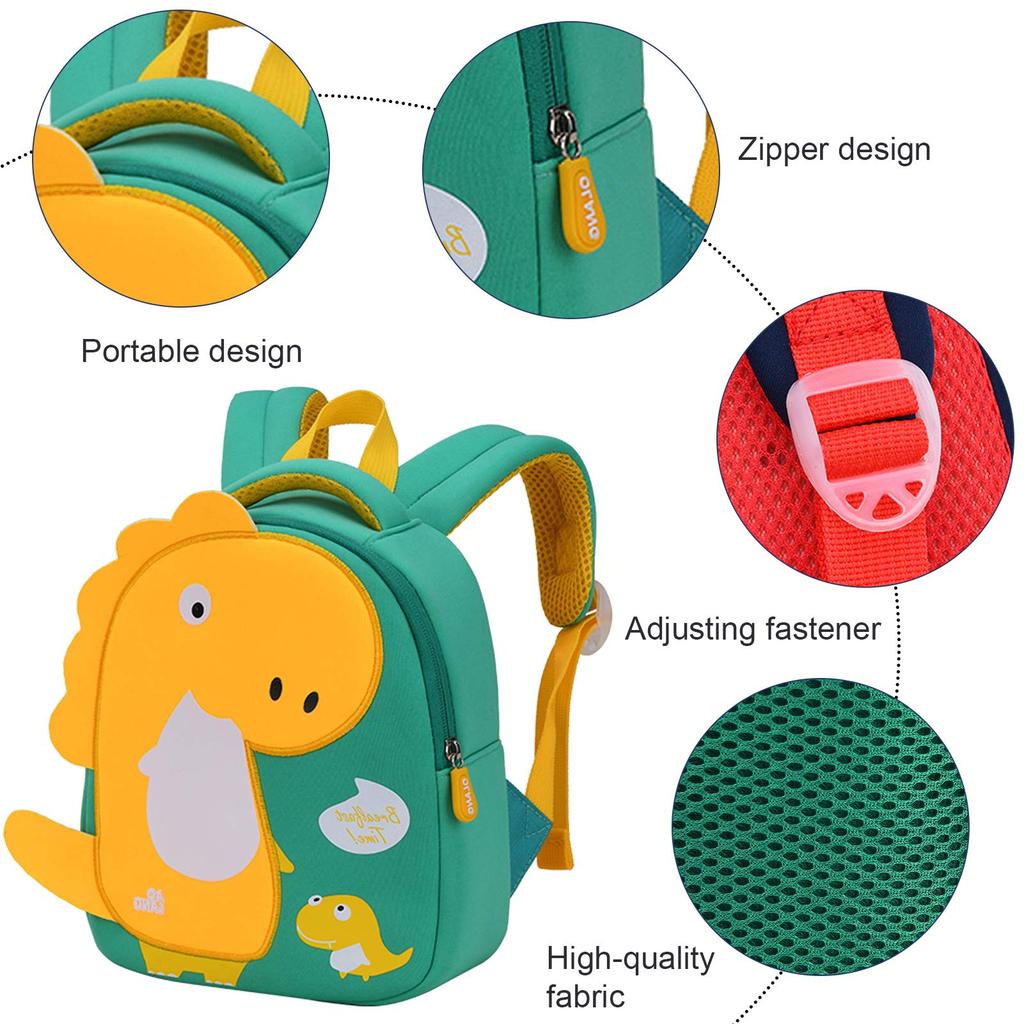 Panegy Toddler Backpack, Cartoon Dinosaur, Mini School Bag/Kindergarten Bag, 24x20x10cm, Green
