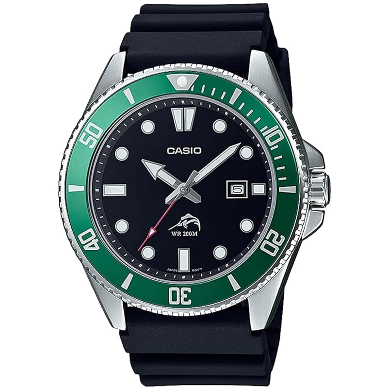 

[Casio] CASIO стандартные аналоговые спортивные водонепроницаемые часы MDV-106B-1A3V мужские с зеленым безелем и уретановым ремешком, модель для зарубежных стран [продукт]