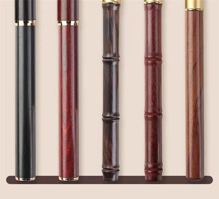 Sandalwood Calligraphy Brush Pen with Replaceable Ink and Nylon Soft Tip for Small Regular Script, Engraving Capable