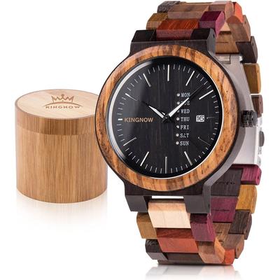 KINGNOW Wooden Men's Watch Lightweight Japanese Quartz Wristwatch Stylish Gift for Him