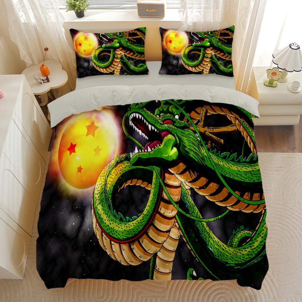 Японское Аниме Dragon Ball Постельное Белье Гоку Супер Сайян Пододеяльник Наволочка 2/3шт 3D Принты для Подростков Покрывало