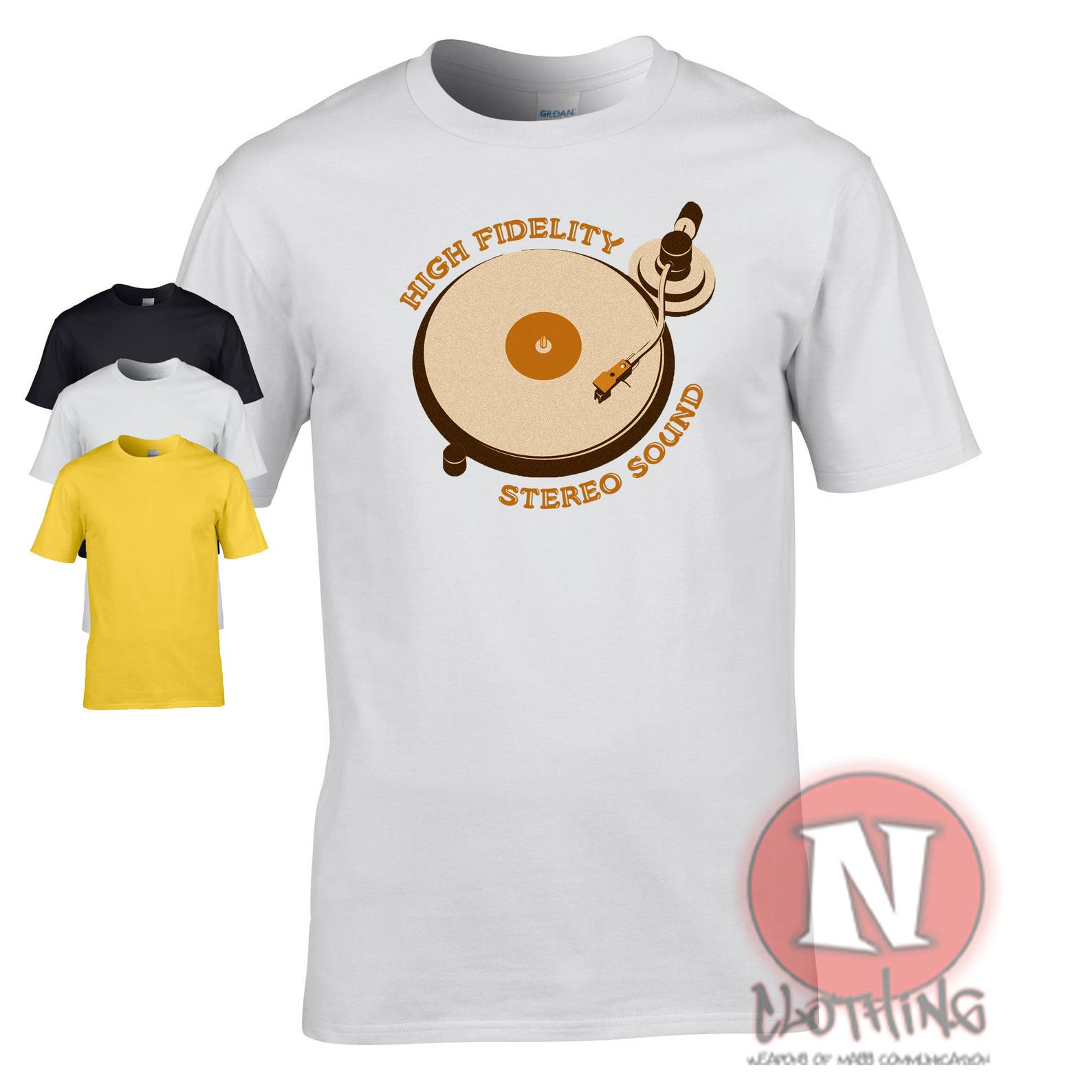 High fidelity stereo sound Turntable T-Shirt. For vinyl junkies, DJ s, audio nuts and anyone who loves analogue 4XL