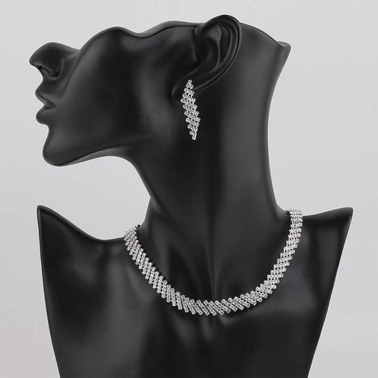 1 Set Bride Necklace Elegant Temperament Luxury Noble Dainty Hypoallergenic Sparkling Rhinestone Dangle Earrings