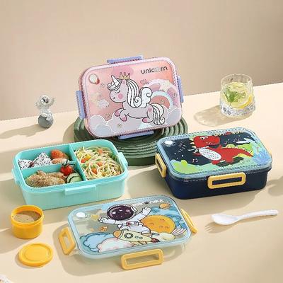 1200ml Çocuklar Kızlar Erkekler İçin Sevimli Beslenme Kutusu 3 Bölmeli Bento Beslenme Kutusu Okul Çocuğu Sızdırmaz Çocuk Yemek Atıştırmalık Kutuları