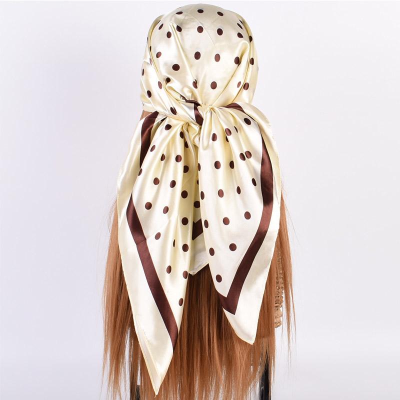 Head Scarf Women Luxury Brand 90×90cm Silk Square Scarf Satin Bandana Cheveux Soft Neckerchief Hijab Hair Scarves For Ladies
