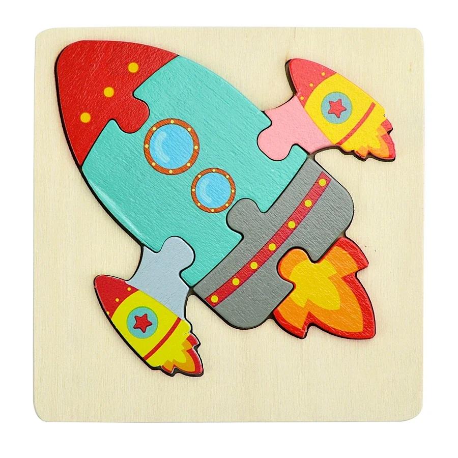 3D Puzzle Wooden Toys For Children Cartoon Animal Vehicle Wood Jigsaw Kids Baby Early Educational Learning Puzzles Wood Toys