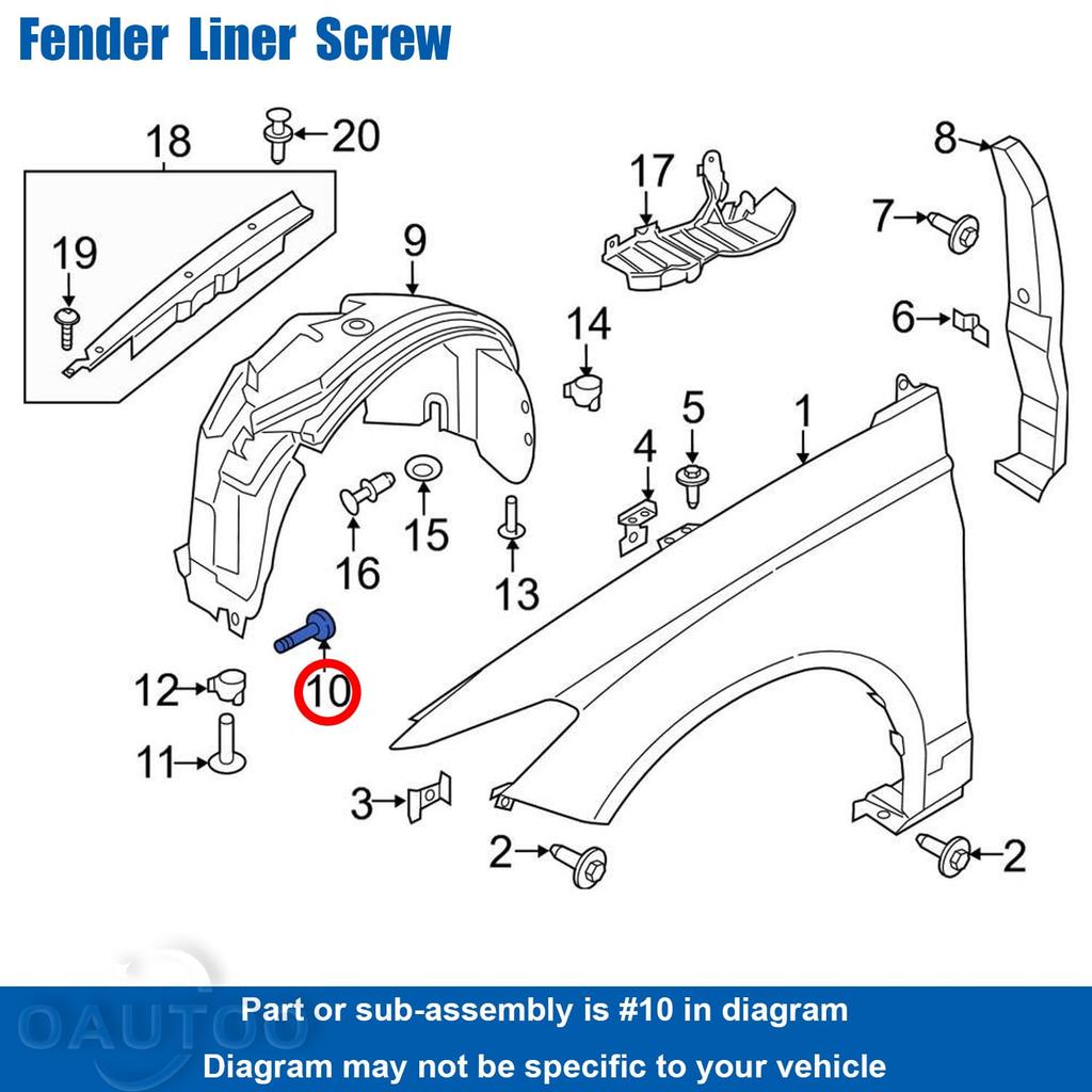 OAUTOO 20Pcs Bumper Cover Splash Shield Bolt Fender Liner Screw W716345-S450B For Ford Edge Escape Explorer F150 Fushion Maverick Fis Mustang MKC MKX