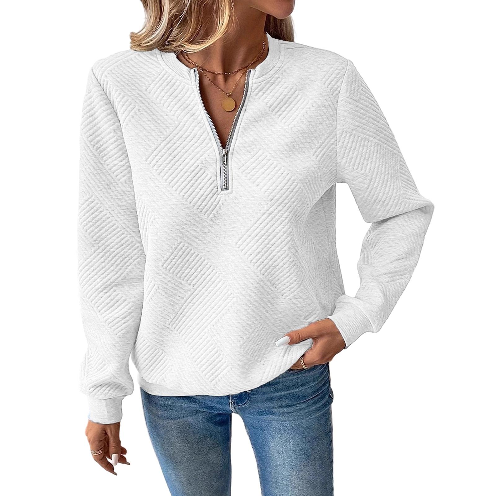 

Женский модный элегантный топ с длинным рукавом для работы и на каждый день S белый