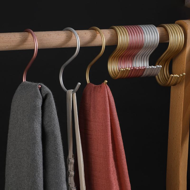 6Pcs Aluminium Alloy S Shape Hooks Practical Kitchen Railing Hanger Hook Clasp Holder Hooks For Hanging Clothes Handbag