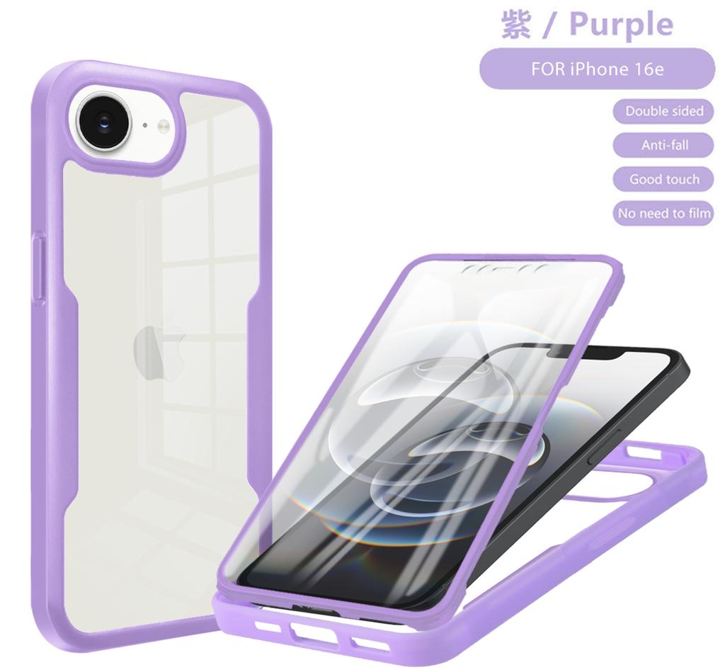 360 Full Protection Case For iPhone 16e Clear Screen With Silicone Bumper TPU+PC Back Cover For iPhone 16 e iPhone16e 2025 Funda
