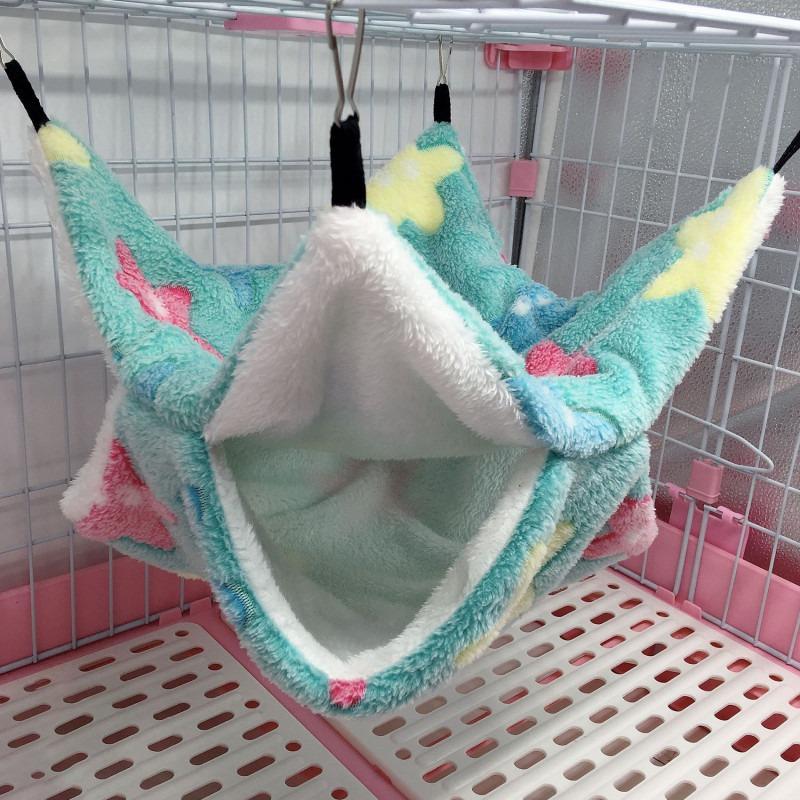 Double Layer Plush Pet Hammock Warm Hanging Bed For Hamster Squirrel Chinchilla Small Pet Winter House