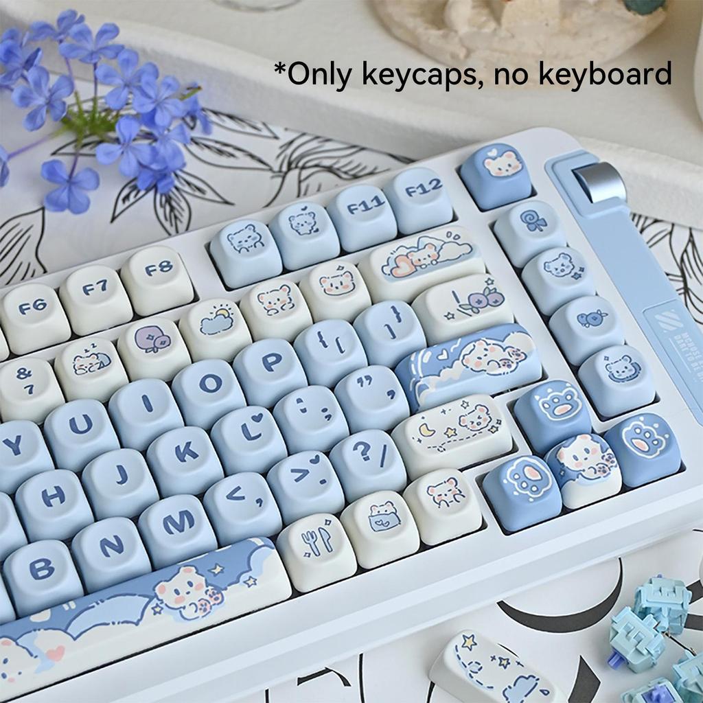 MOA yüksekliği dondurma ayısı tuş başlığı mavi sevimli çizgi film süblimasyon tuş başlığı 75 98 mekanik klavye tuş başlıklarının tam seti
