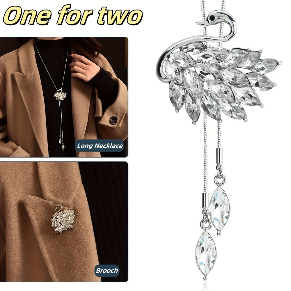 Necklace Chains Jewelry Men Women Pendant Necklace Swan Sweater Chain Crystal Long Necklace Artificial Crystal Jewelry