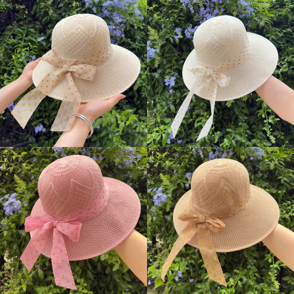Summer Straw Hat For Women With Wide Brim And Bow Tie Sunshade Sun Hat