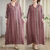 Real Early Autumn New Color Holiday Style Travel Retro Long Dress Covering Meat Cotton and Linen Dress
