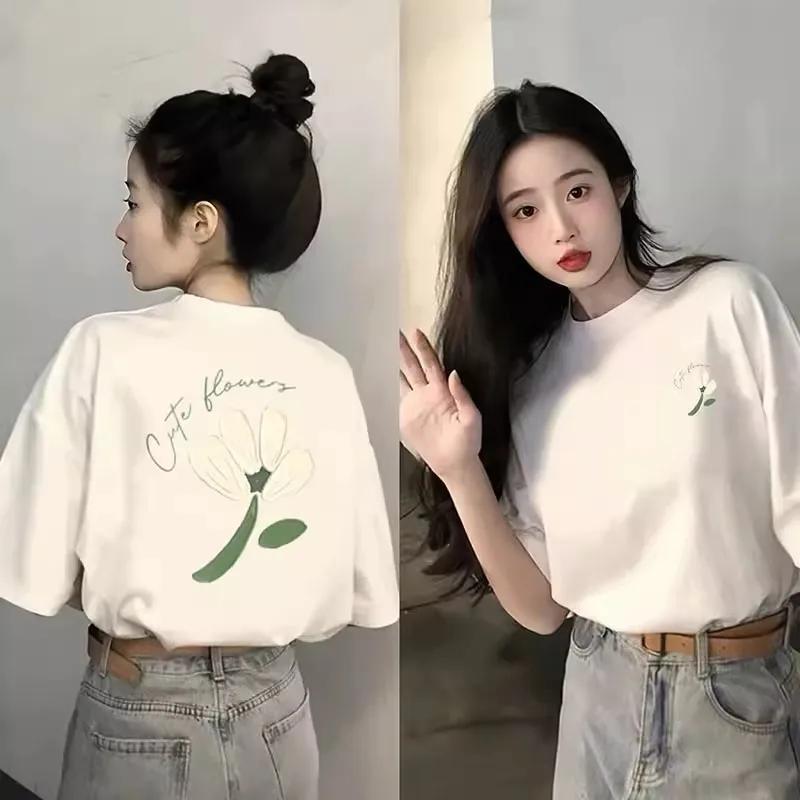 ZX Tee Heavyweight Summer Short Sleeves T-shirt Printed Niche College Style Youth All-Match Top Harajuku Graphic T Shirts Women T Shirt