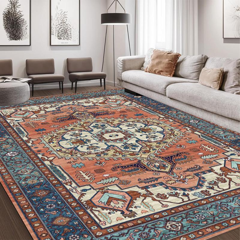 Boho Vintage Washable Non-Slip Area Rug Super Soft Plush Carpet for Living Room Bedroom Classic Decor Floor Mat Cozy Home Decor