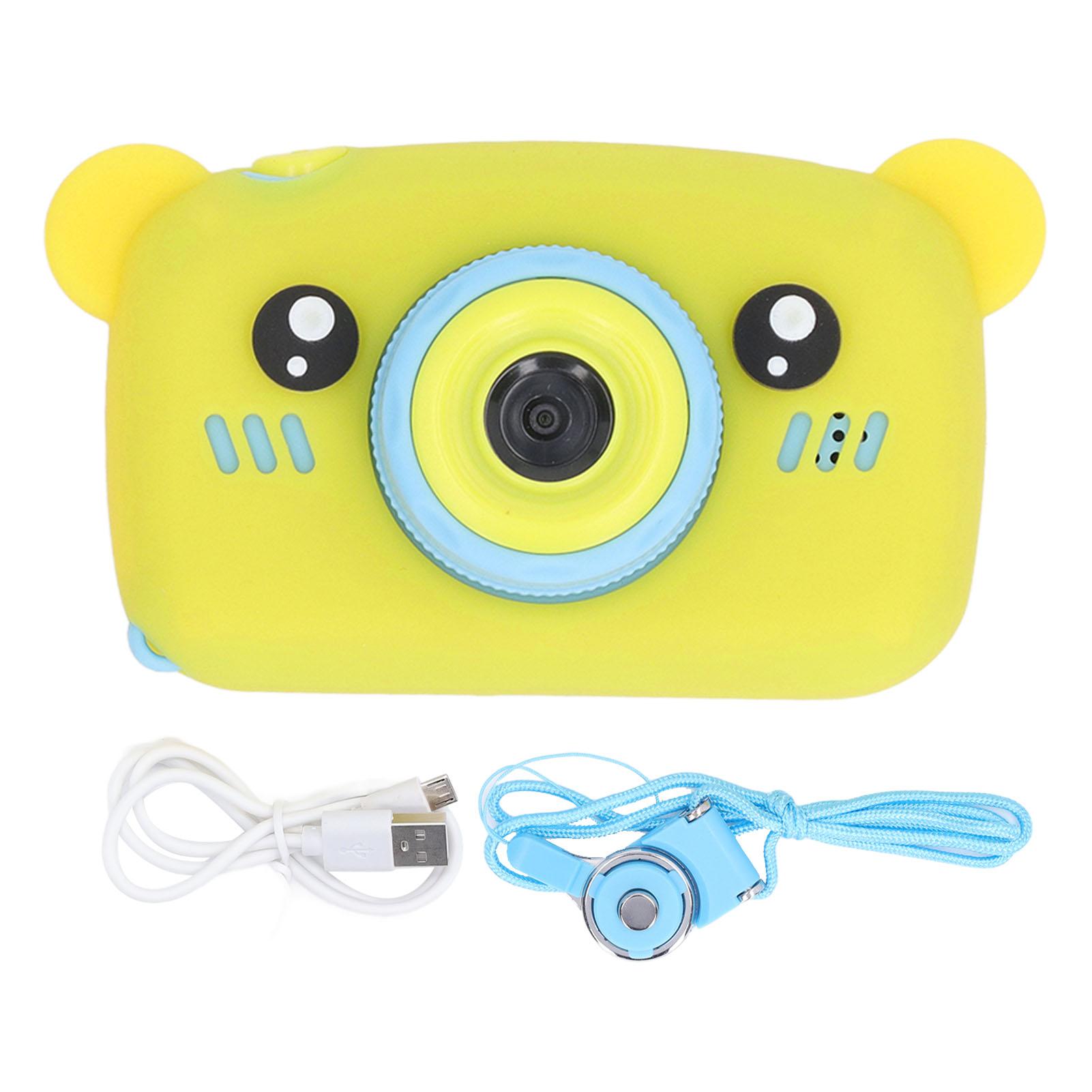 

Kids Camera Children Portable Cute Cartoon Funny Digital Video Camera Toy with Lanyard Birthday жовтий