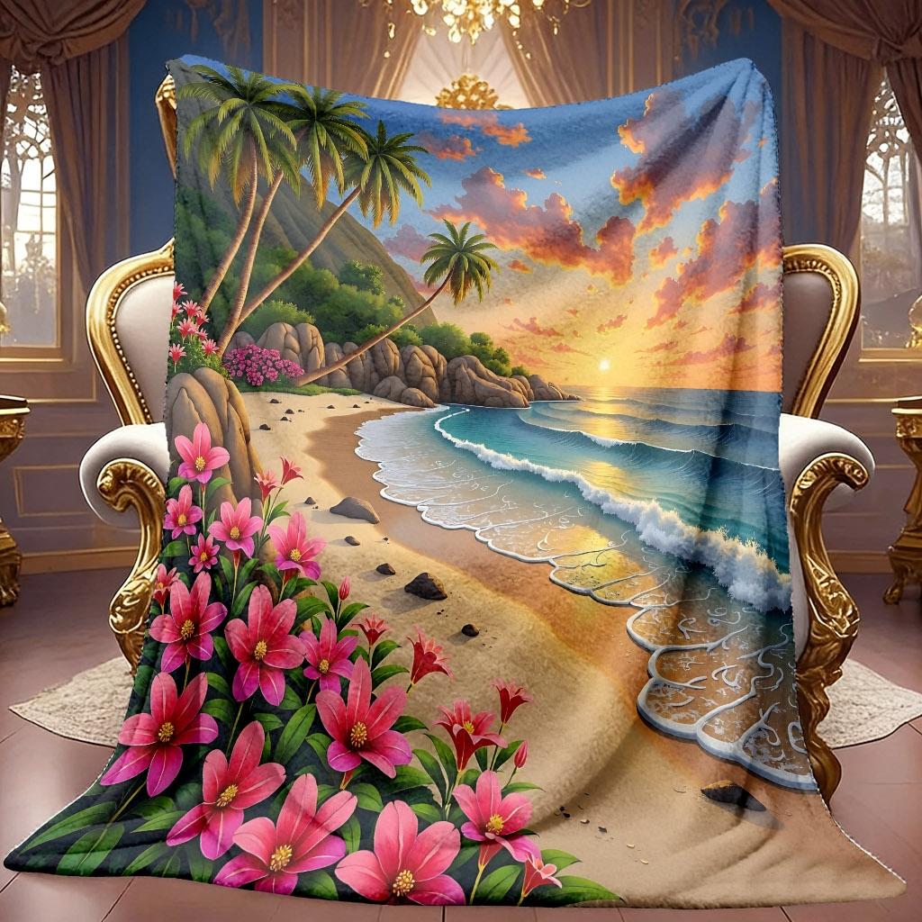 Modern Botanical Garden 2D Print Cozy Couch Cover Blanket Retro Style Home Accent For Office Supermarket Lounge