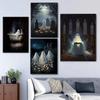 Fun White Ghost Dark Academy Halloween Horror Retro Posters Prints Canvas Painting Wall Art Picture Living Room Home Decor