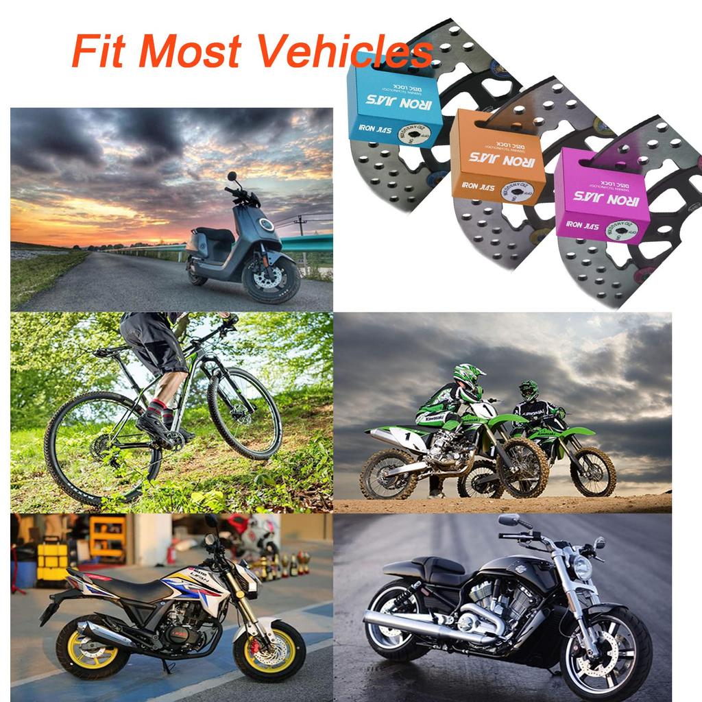 MOTOBOY Bike Motorcycle Disc Lock with Disc Lock for and Stainless Steel and Easy To Includes 2 Keys Lock, Reminder, 1.5m, Anti-Theft Motorcycles,