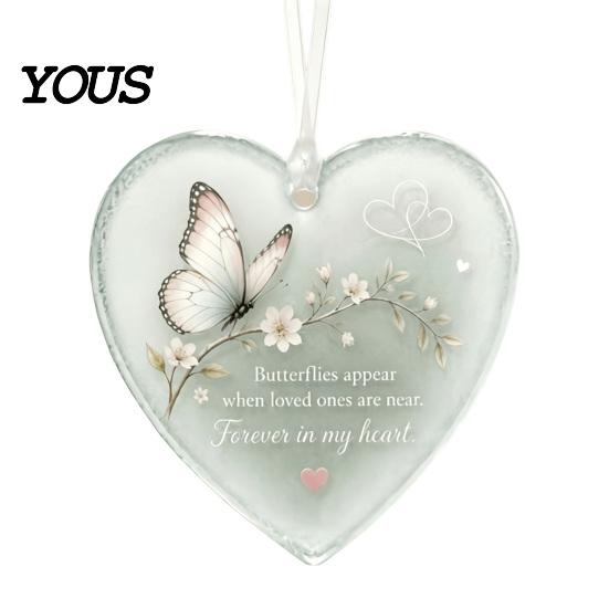 Pet Loss Consolation Gift Acrylic Heart Shape Ornament with Animal Pattern & Emotional Message, Decorative Pendant Hanging Rope for Car Rear