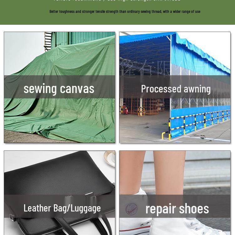 3-Κλωνο νήμα ραψίματος από νάιλον δέρμα mercerized υψηλής αντοχής 420D - Μεγάλο καρούλι, Παχύ λευκό νήμα για ραπτομηχανές