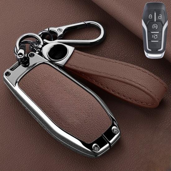 Zinc Alloy Leather Car Remote Key Fob Case Cover Holder For Lincoln MKC MKX MKZ