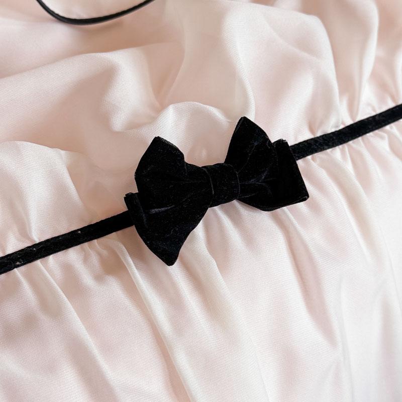 Romantic Lace Princess Black Bow Bedding Set Pink Korean Style Duvet/Comforter Cover Set Bed Sheet/Fitted Sheet Pillowcases 4Pcs