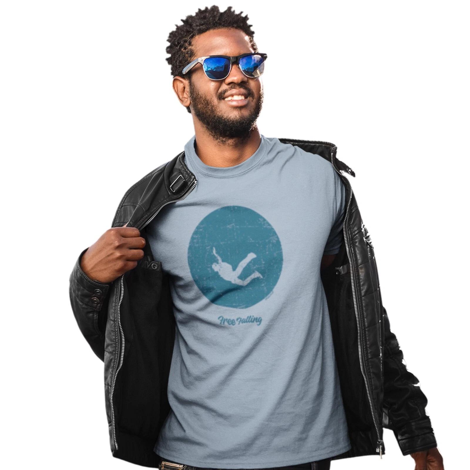 Free Falling Hand Printed Vintage Look Sky Diving T-Shirt Birthday Gift 4XL
