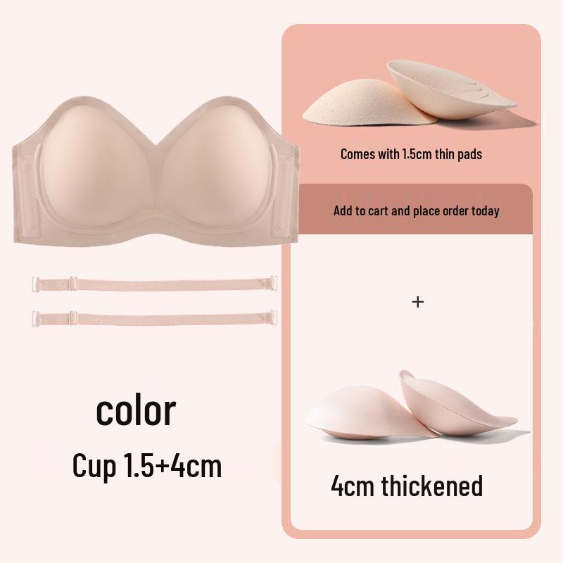 Seamless Strapless Push-Up Bra for Women, Anti-Slip, Enhances Small Busts, Invisible, Beautiful Back Design. M [34/75AB]