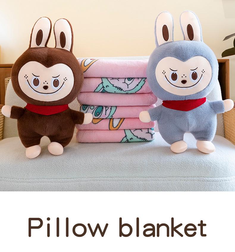 Cartoon Plush Toy & Air Conditioning Blanket - Cute Labbub 2-in-1 Pillow