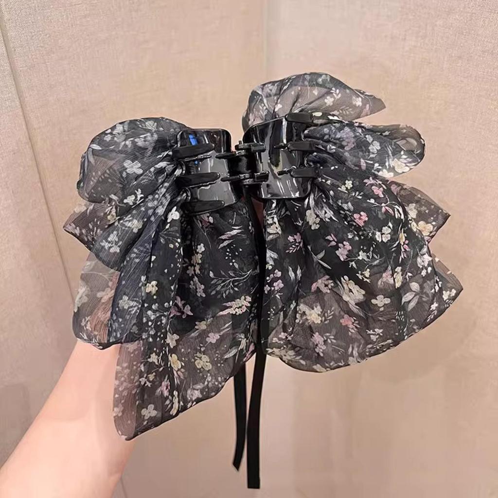 Elegant Women Bow Hair Claw Bowknot Clips Stain Barrettes Hairpin Women Ponytail Horsetail Clip Hair Bands Accessories