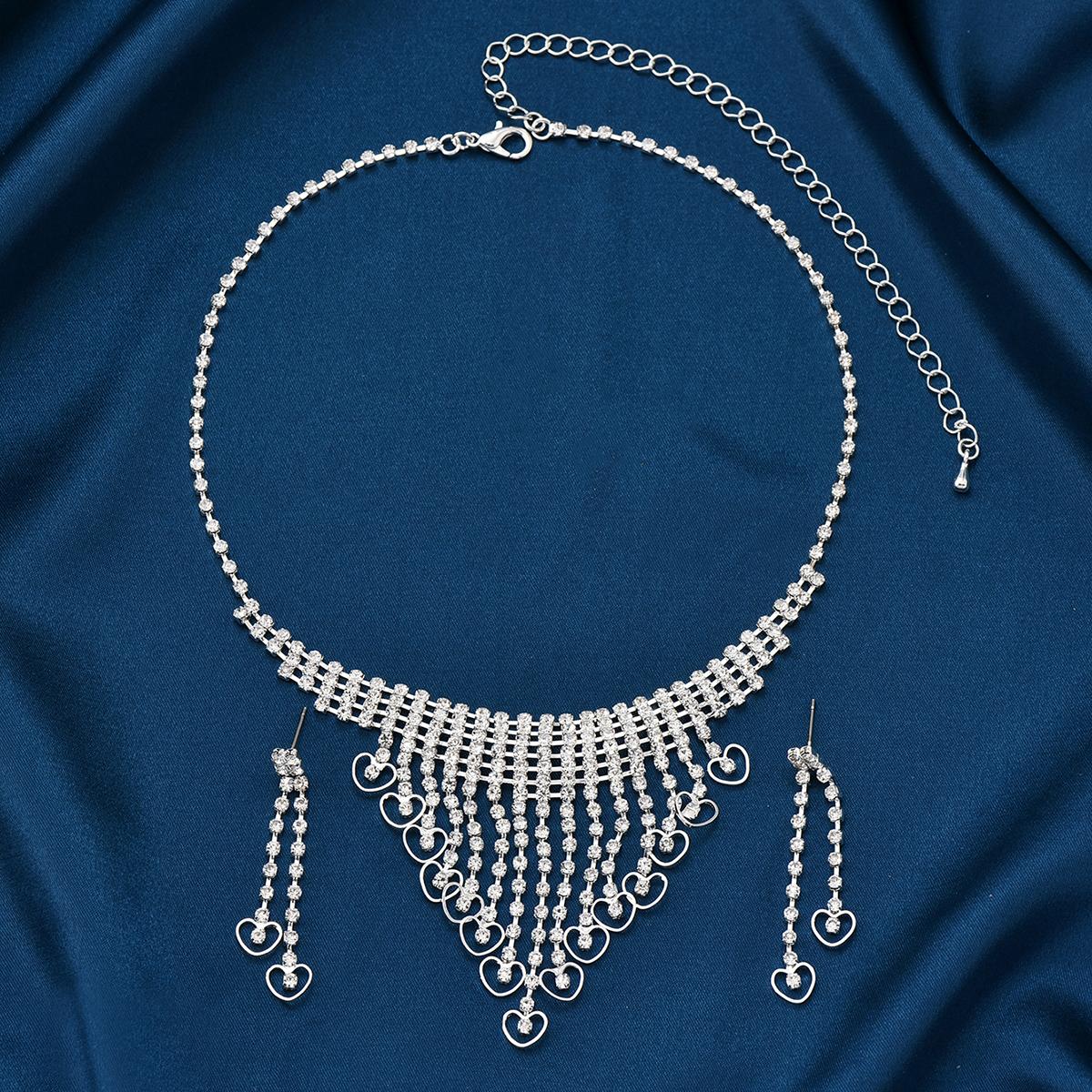 

3 шт. Женский модный комплект из ожерелья и сережек с кисточками Love Tassel, подходящий для свадебных подарков, вечеринок и фестивалей-2911